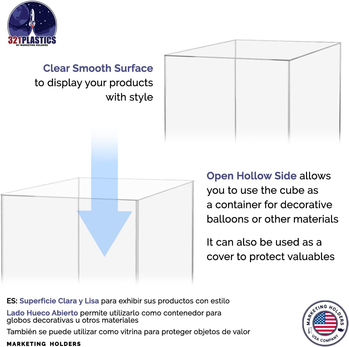 Acrylic Display Riser 18 Inch Tall Square Box Showcase
