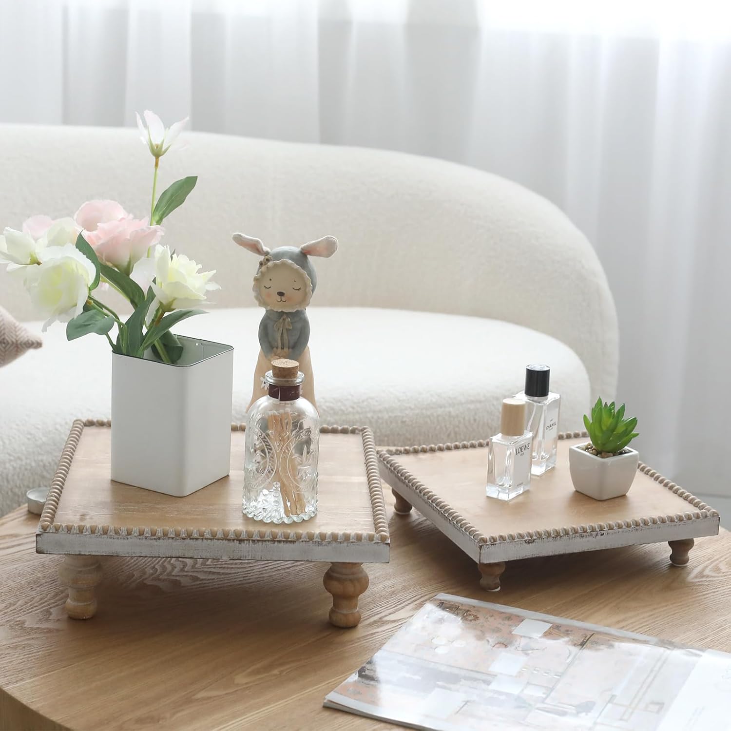 SwallowLiving Rustic Square Wood Tray Riser