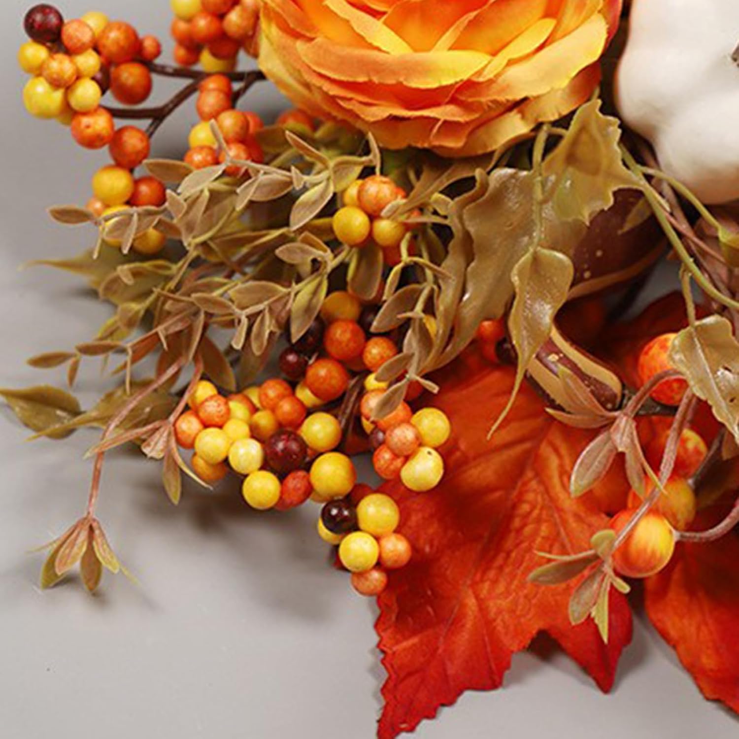 Autumn Peony Pumpkin Wall Hanging Basket for Fall Decor