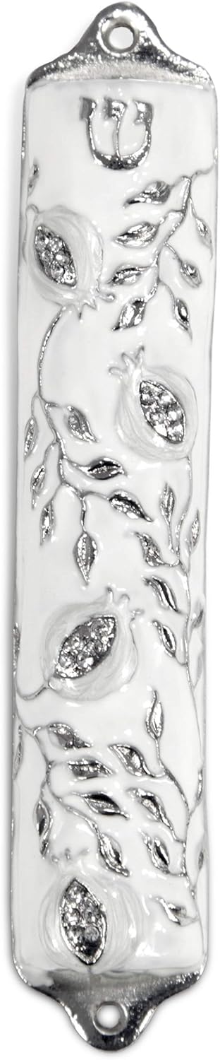 Mezuzah Case Pomegranate Tree Pewter 4 Inch Wedding