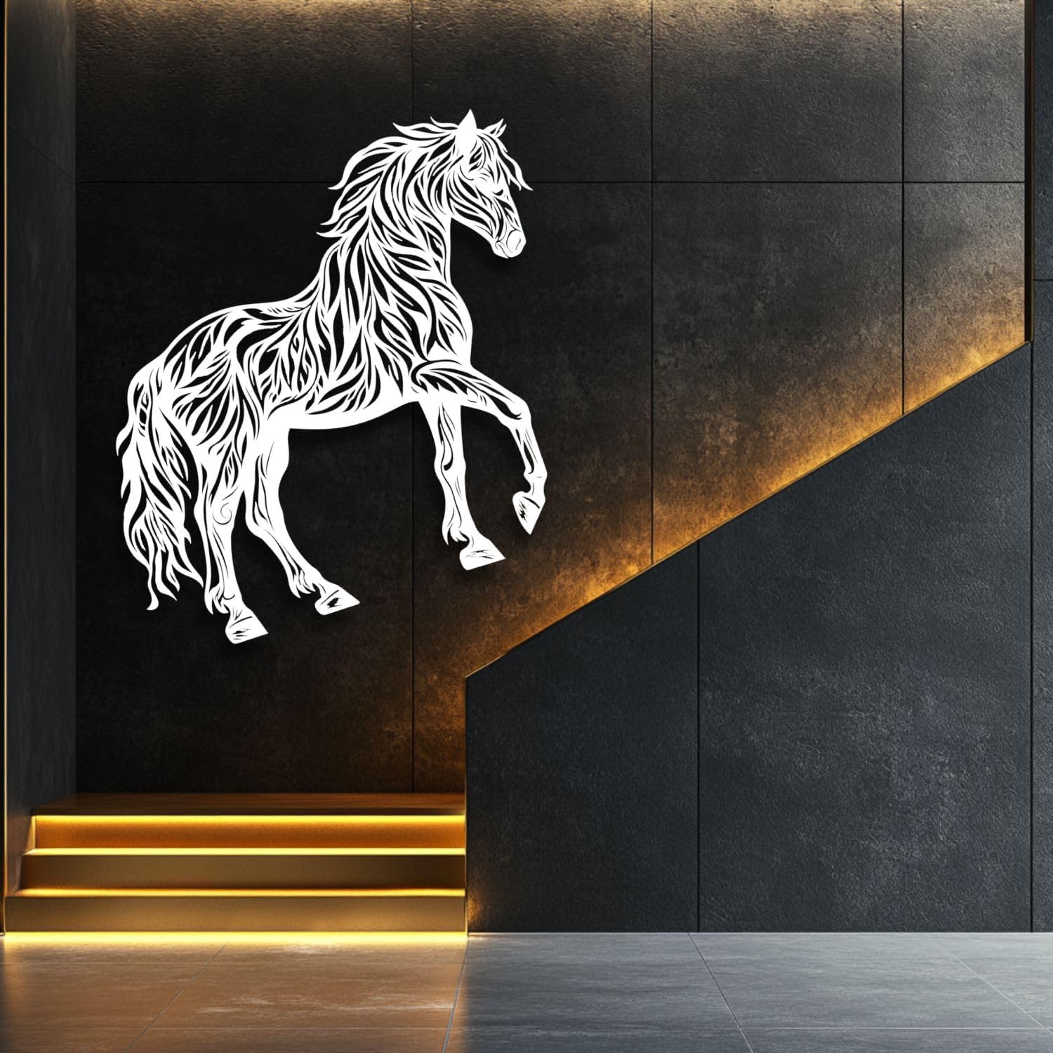 Flewfar Horse Wall Art Metal Steed Sculpture 19x19 Inch Unframed Decor