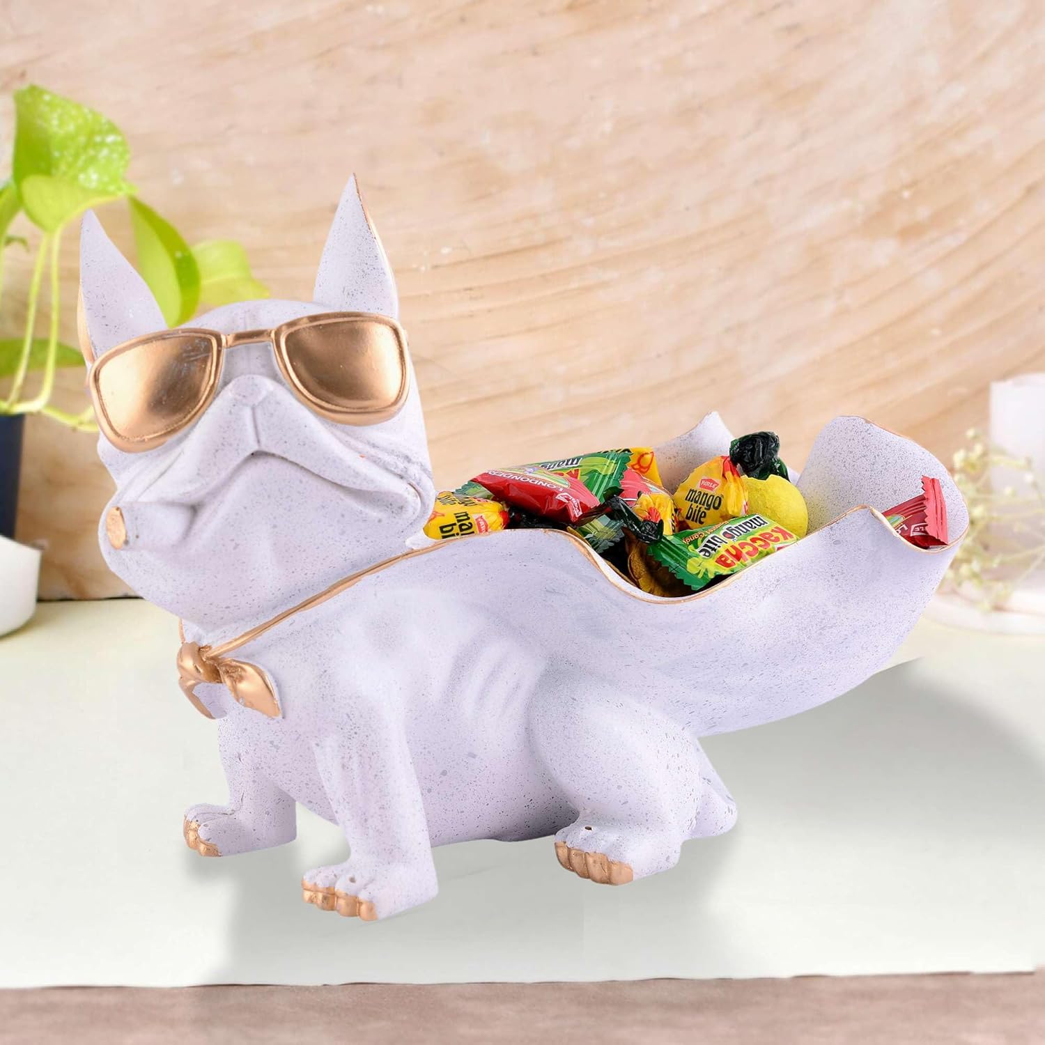 Cool Dog Sculpture with Plate for Home Decor 1