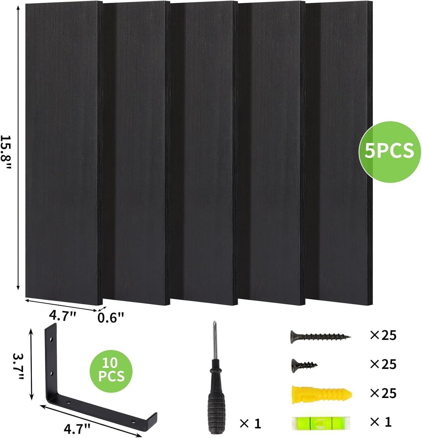 Fixwal Floating Shelves Set of 5 Black Wall Storage Shelves