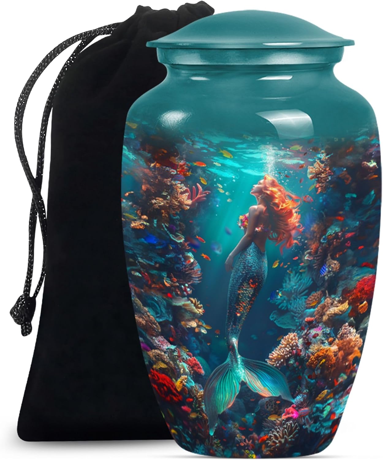 Mermaid Kingdom Cremation Urn - 10 Inch Decorative Ash Urn