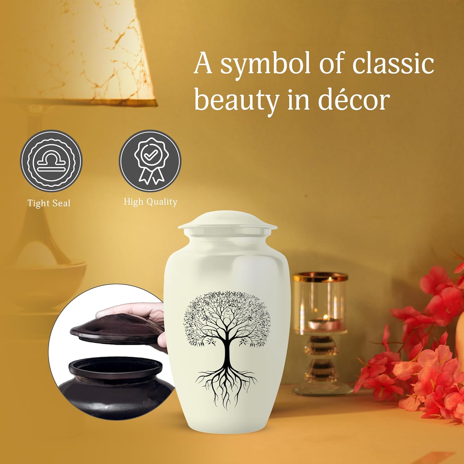 Tree Of Life Urns For Human Ashes - 10 Inch Large Cremation Urn With Velvet Bag