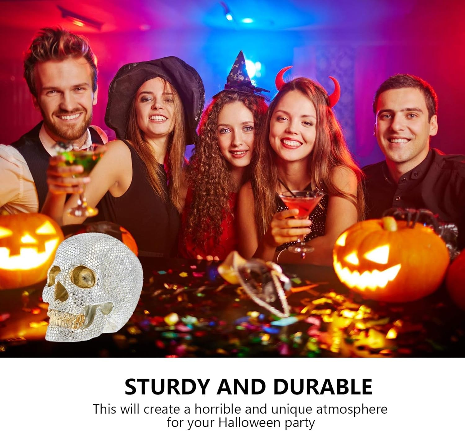 Halloween Skull Statue with Crystal Rhinestones