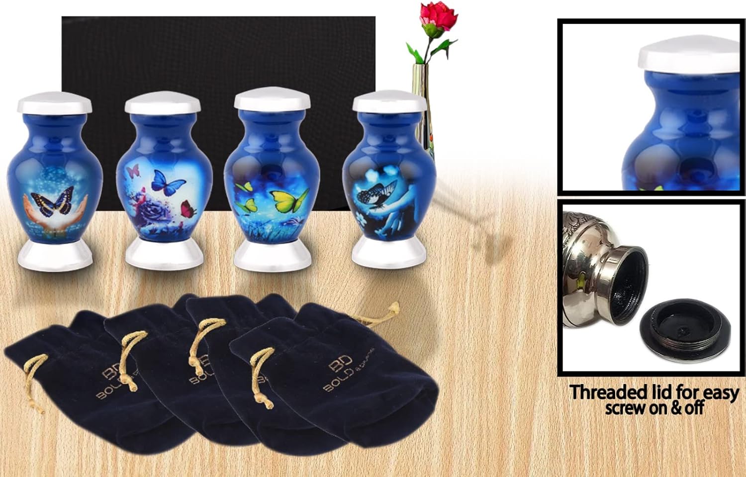 Bold Divine Butterfly Cremation Urns Set of 4