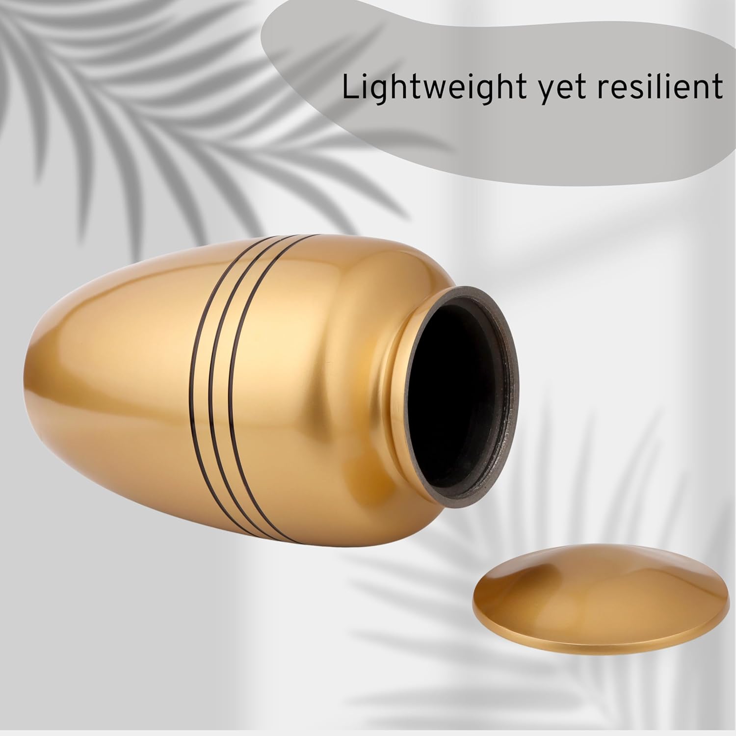 11 Inch Gold Black Cremation Urn for Adult