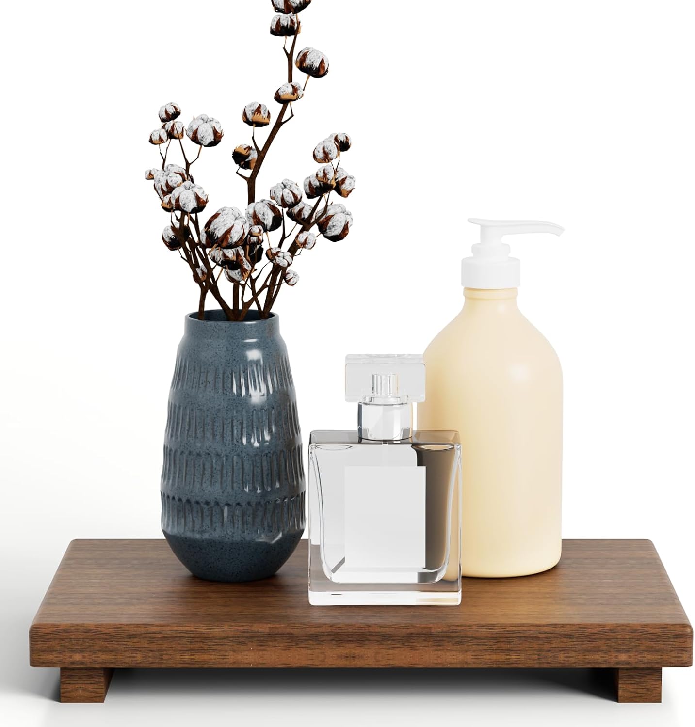 Walnut Wooden Pedestal Stand for Soap and Decor