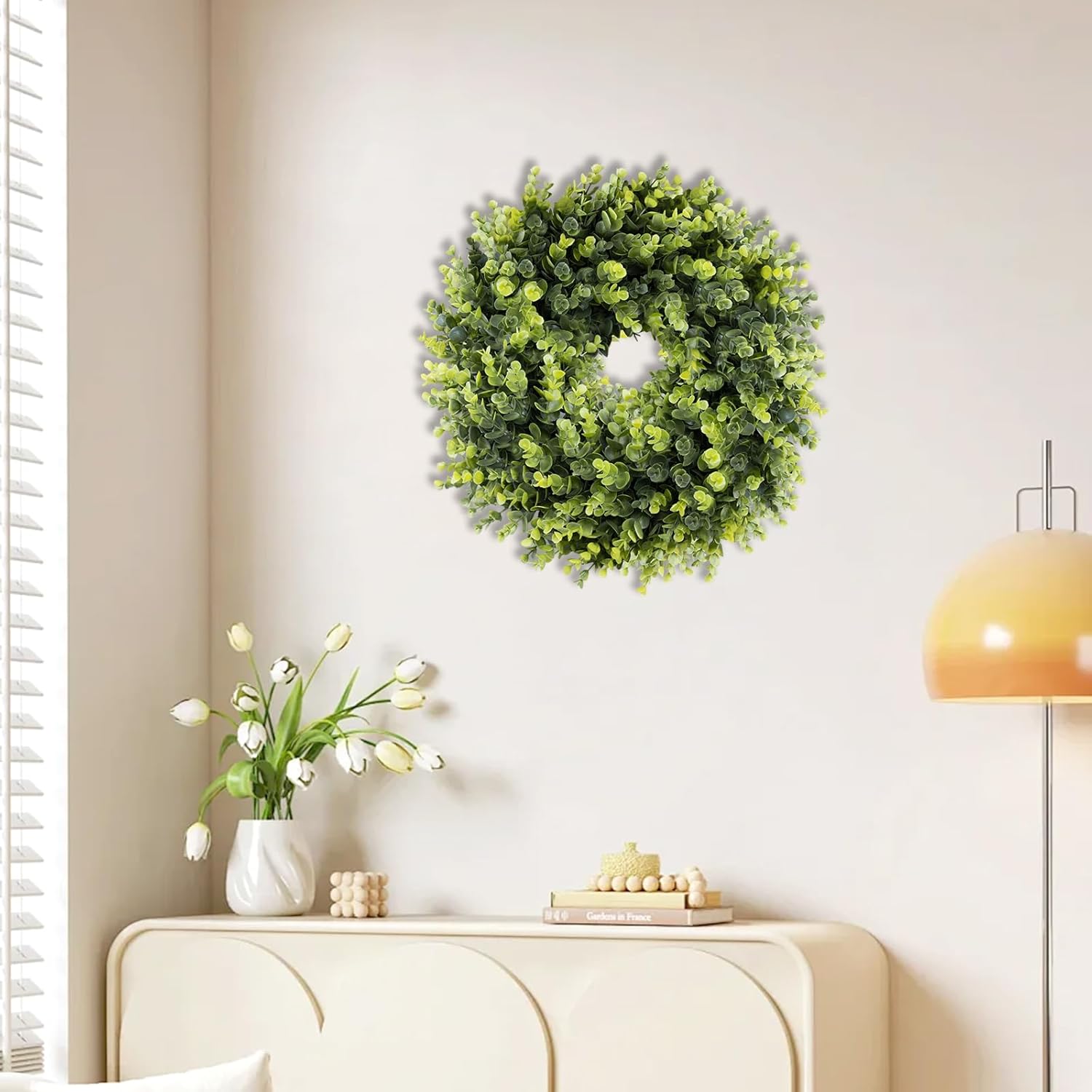 Boxwood Wreath for Front Door and Wall All Seasons 16-18 Inches