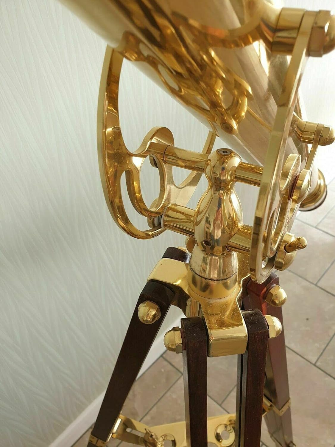 Antique Brass Telescope with Wooden Tripod Stand Decorative Gift Item Replica