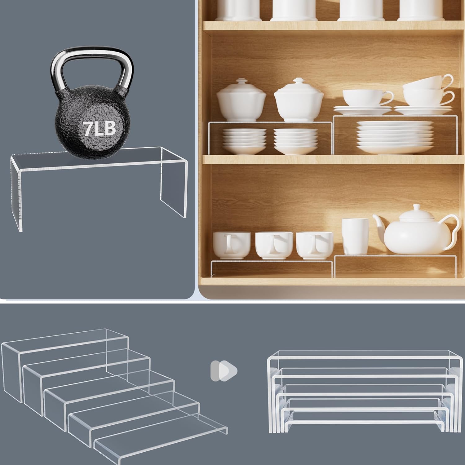 5 Pcs Acrylic Display Risers for Perfume and Collectibles