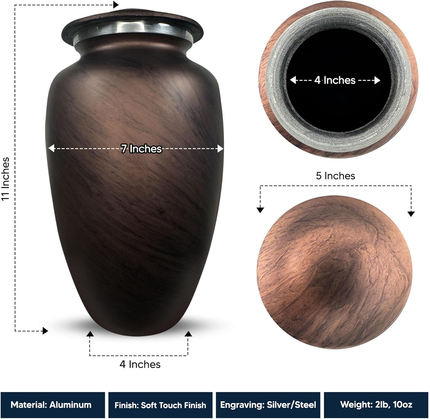Custom Large Adult Cremation Urn - Personalized Name and Headstone Shape 200 Cubic Inch