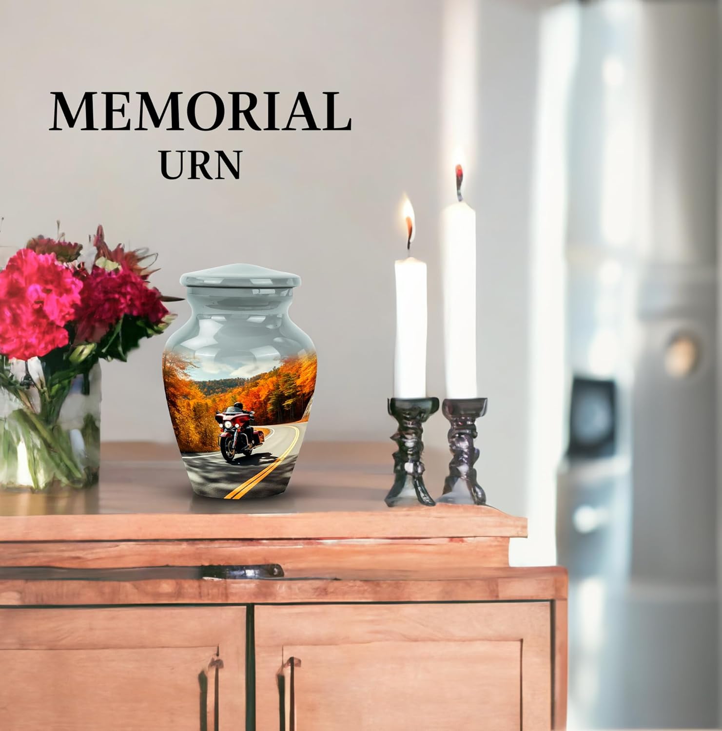 Elegant Motorcycle Urn 3 Inch Cremation Keepsake for Ashes