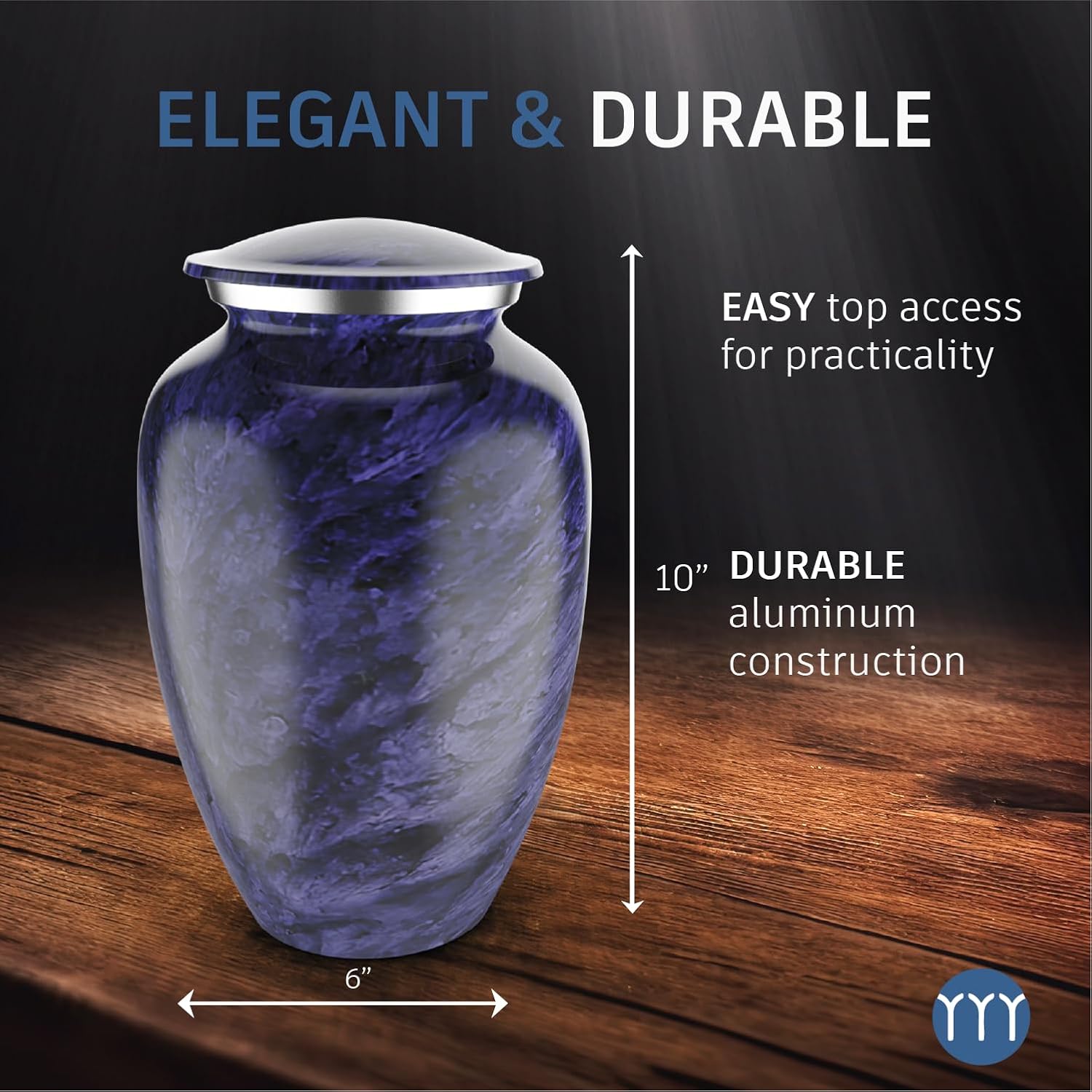 Modern Memorials Cremation Urn Purple Marble Finish