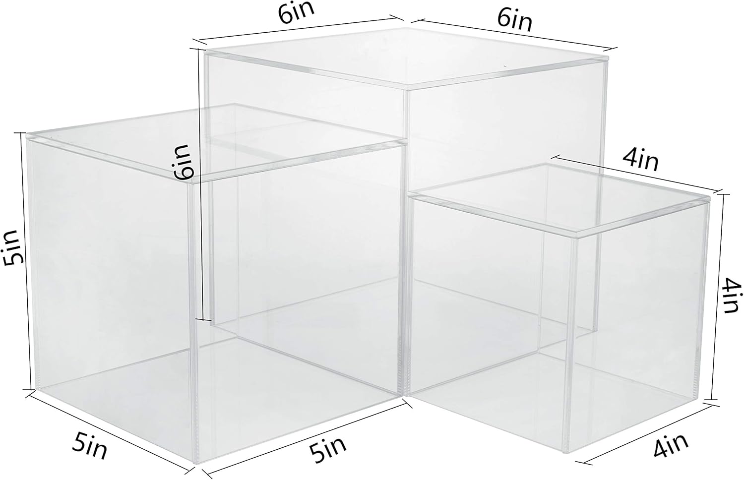 Red Co Crystal Clear Acrylic Cube Display Riser Stands 3-Pack