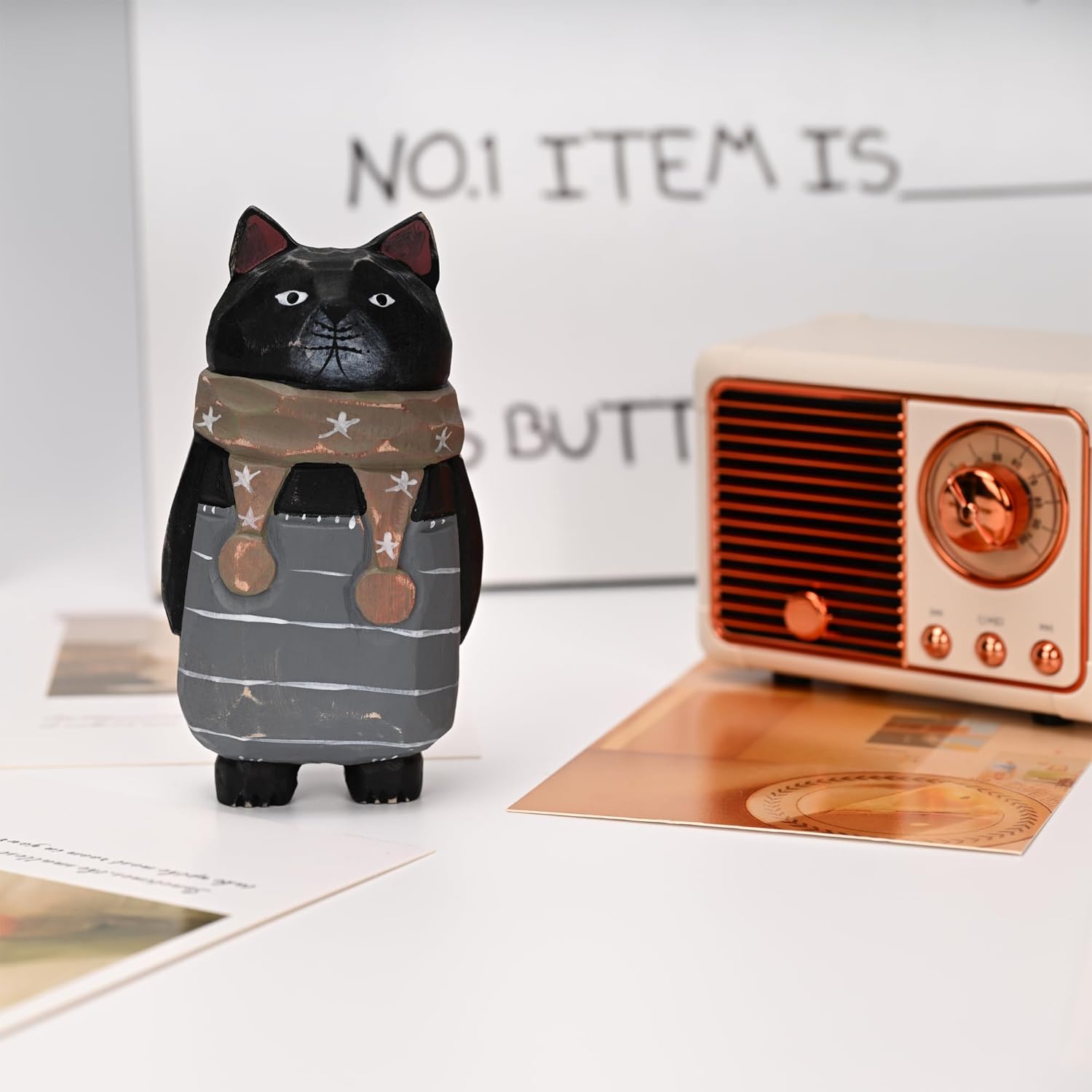 Funny Animals Figurines Handmade Wooden Sculpture Decor