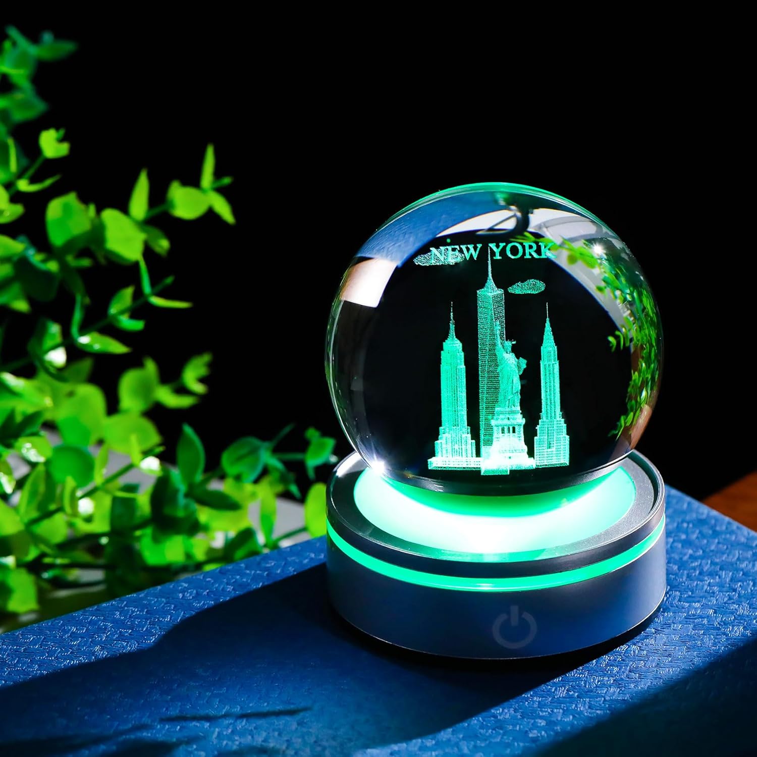 Movdyka 3D Crystal Ball Statue of Liberty Night Light Decor