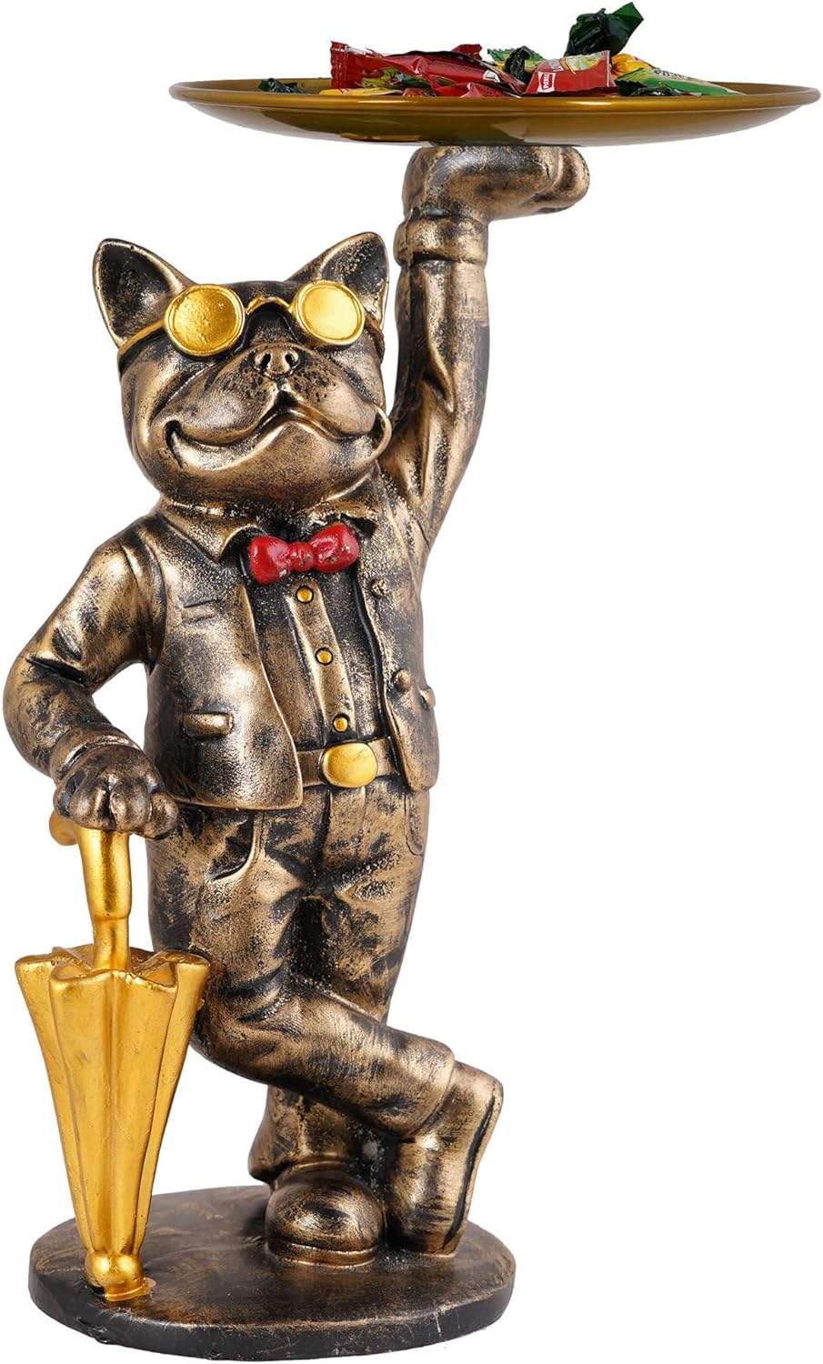 Cute Cool Dog Showpiece with Plate for Home Decor