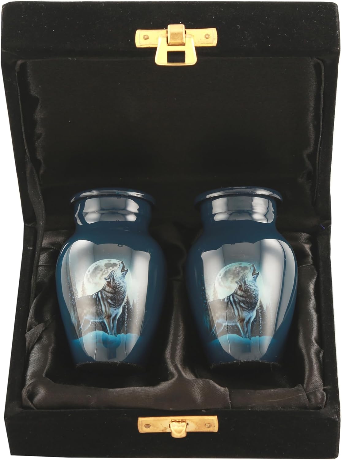 Midnight Wolves Mini Urns Set of 2 - Dark Blue