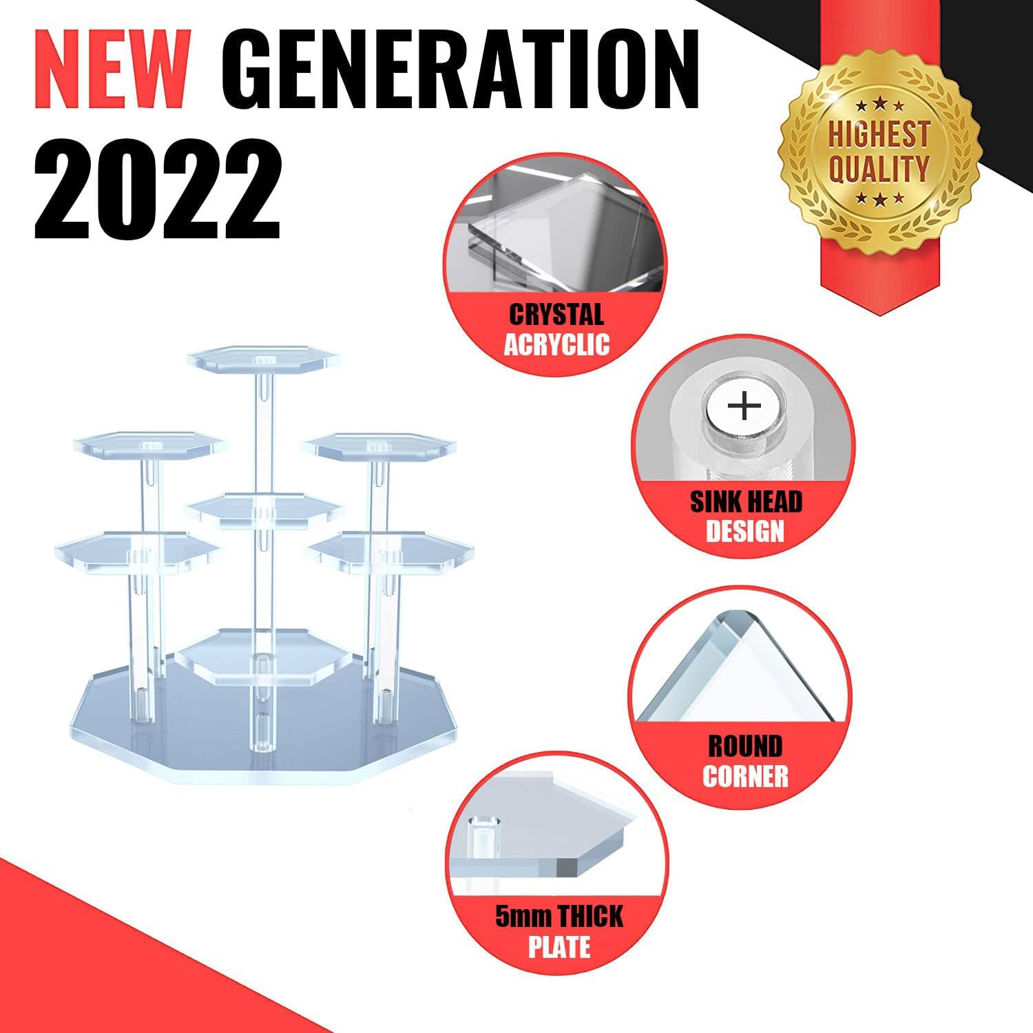 7-Tier Clear Acrylic Display Stand for Jewelry and Collectibles