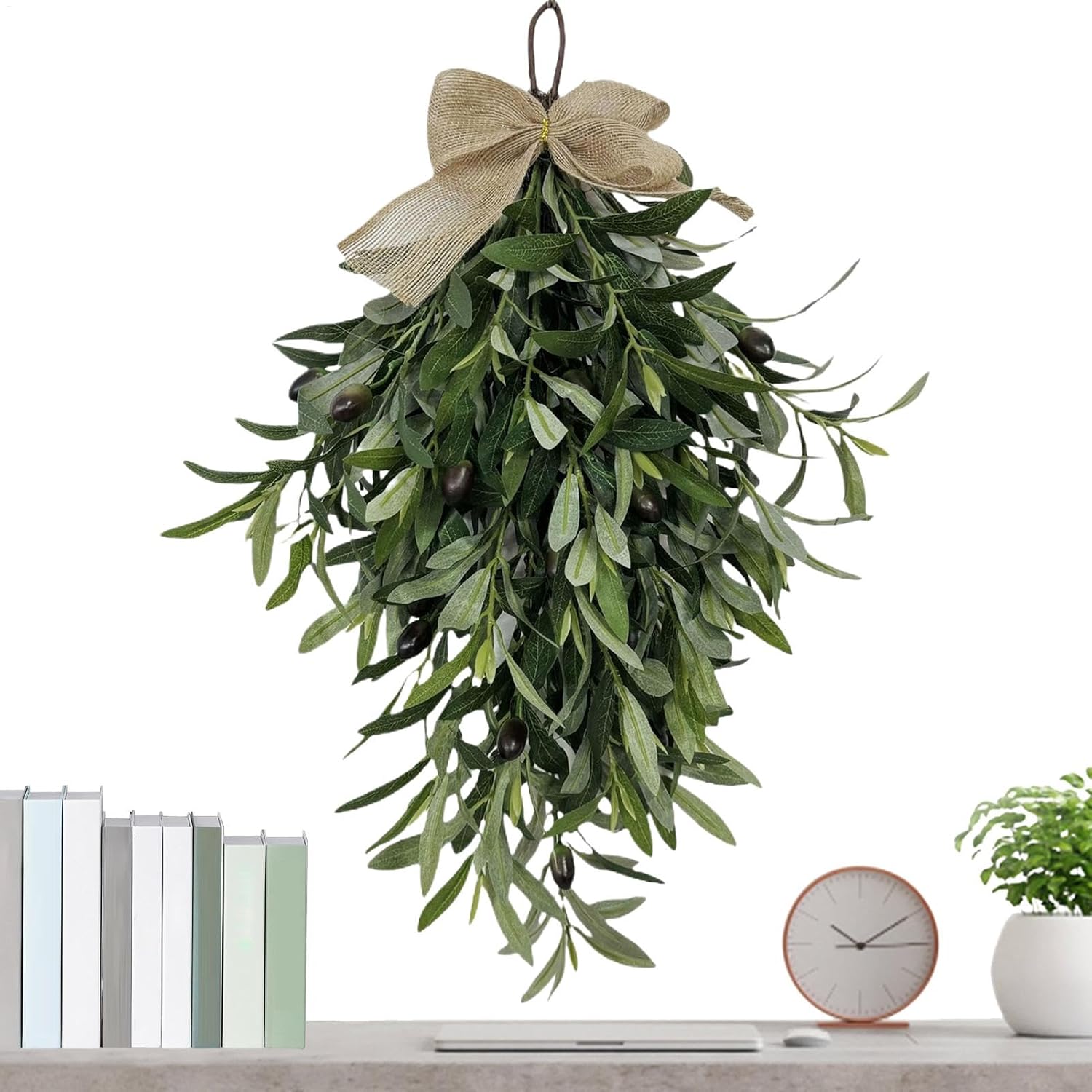 60cm Artificial Olive Teardrop Swag Wreath Decor