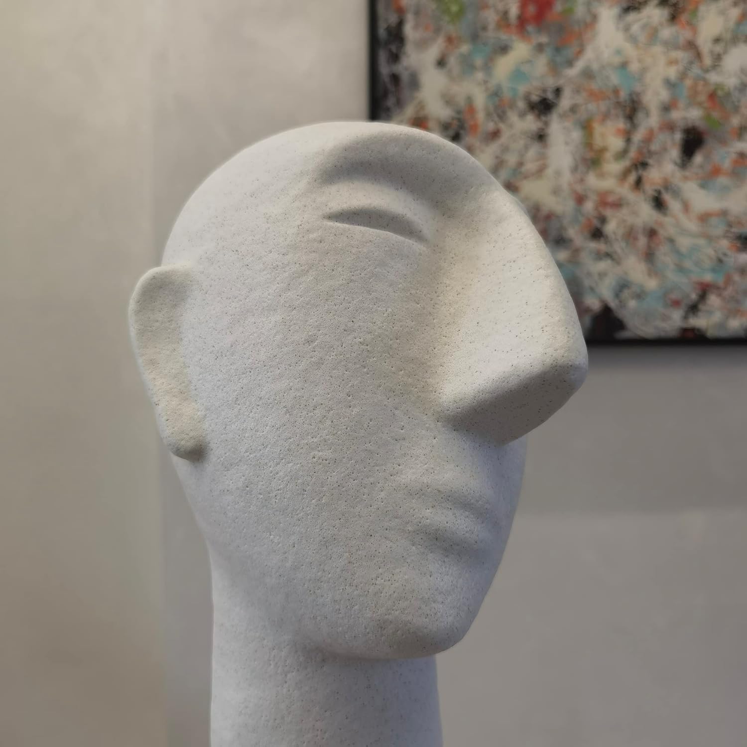 Abstract Ceramic Head Sculpture 14 Inch Modern Home Decor