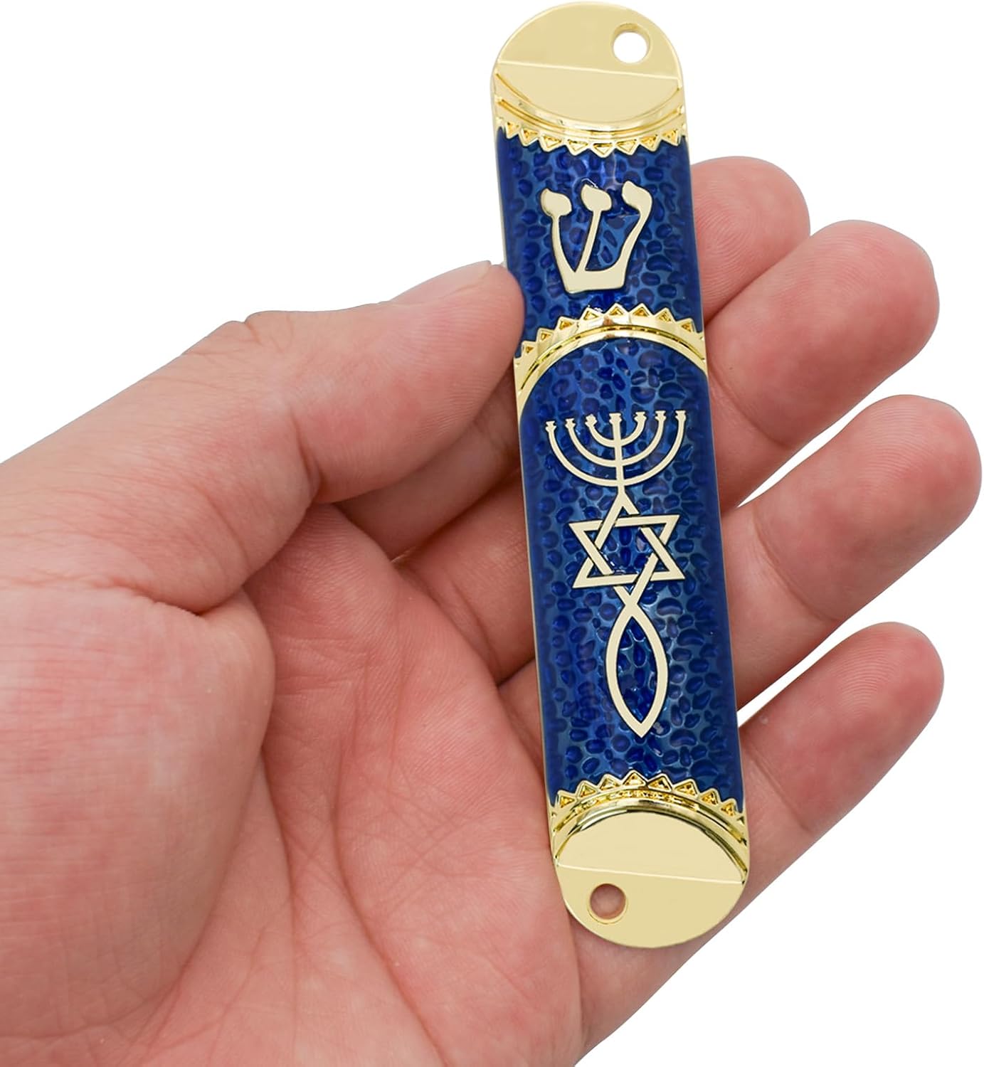 MrMrKura Blue Mezuzah with Scroll Door Decor