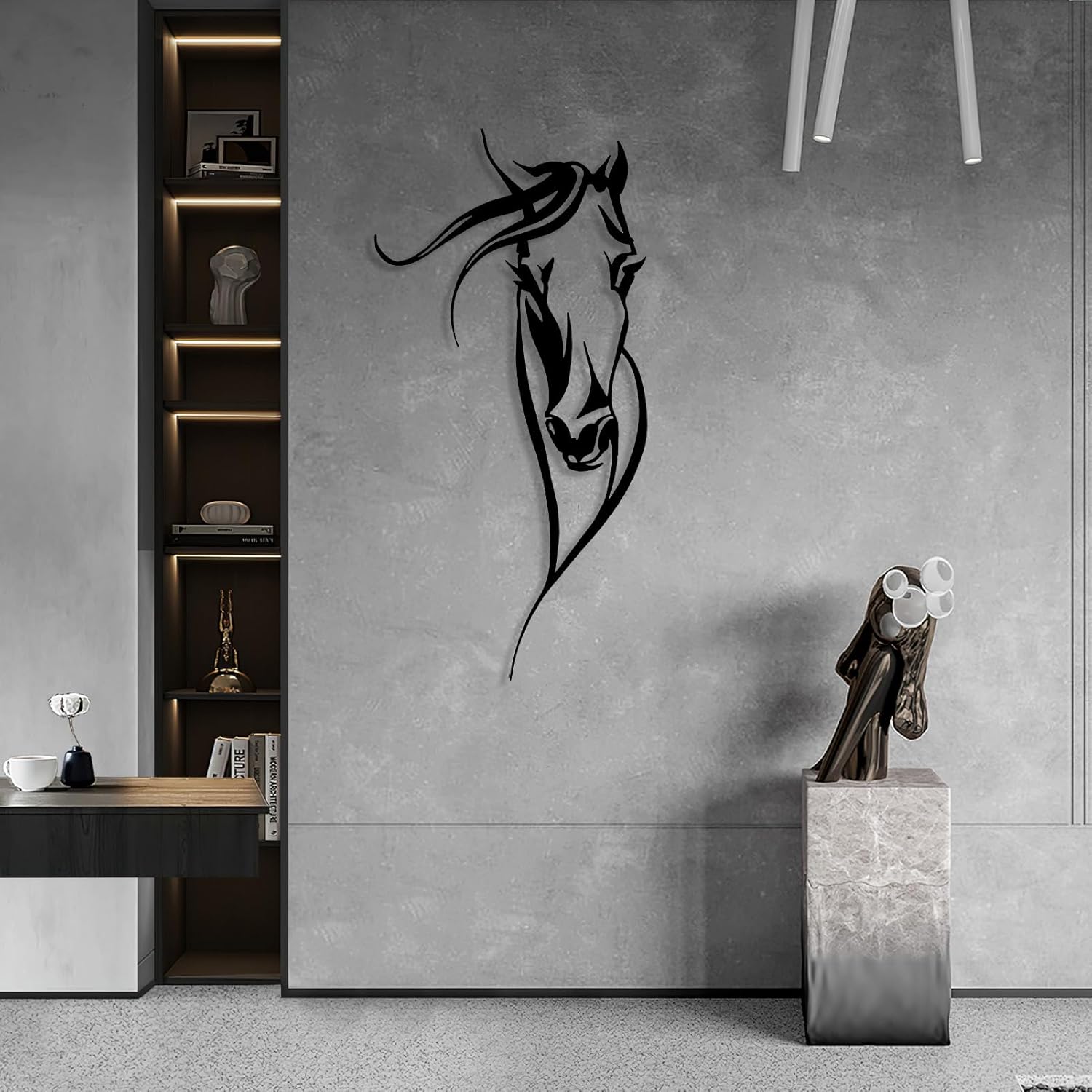 Cadeali Horse Wall Art Metal 30x15 Black