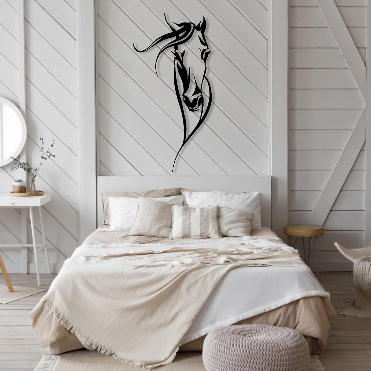 Cadeali Horse Wall Art Metal 30x15 Black