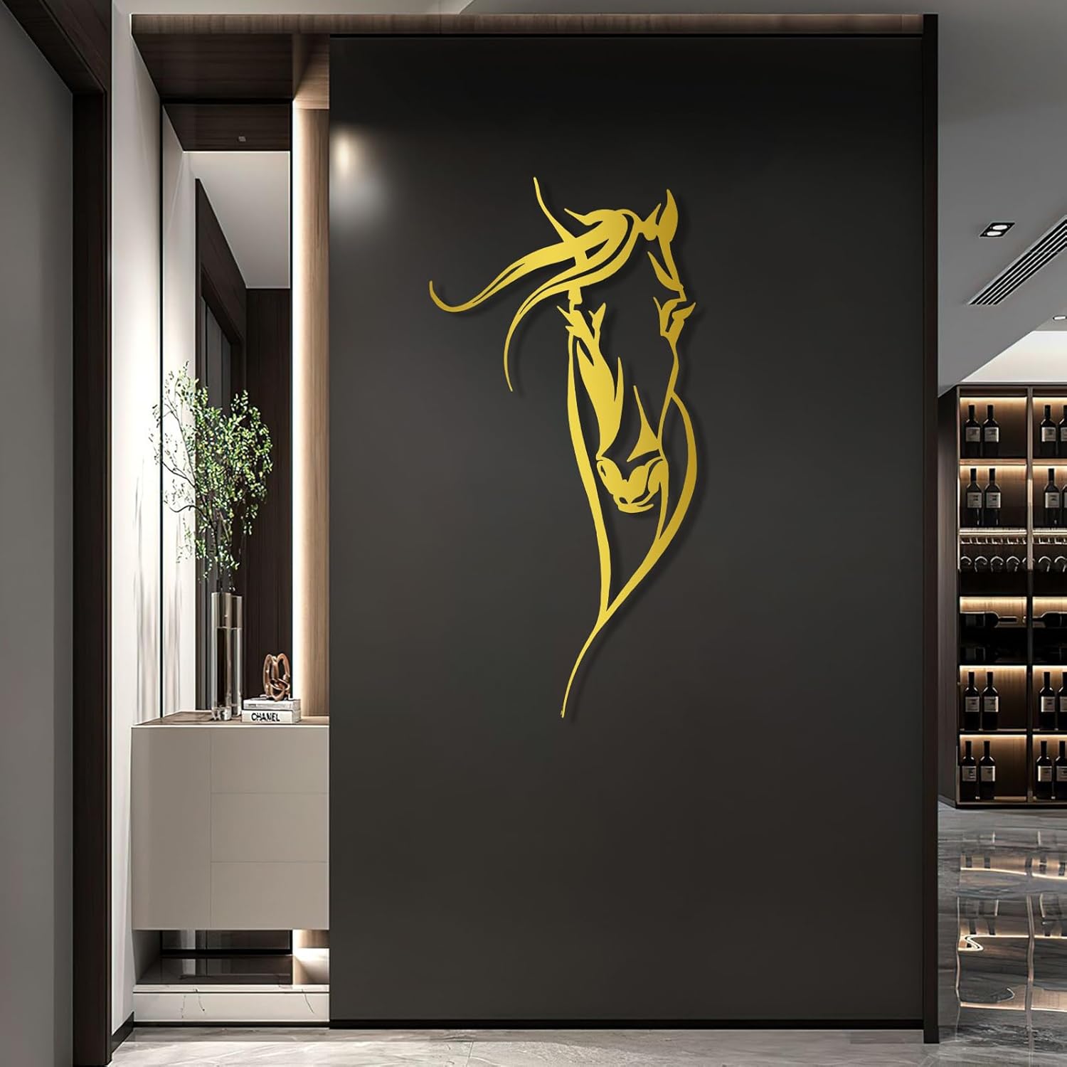 Cadeali Horse Wall Art Metal 30x15 Black
