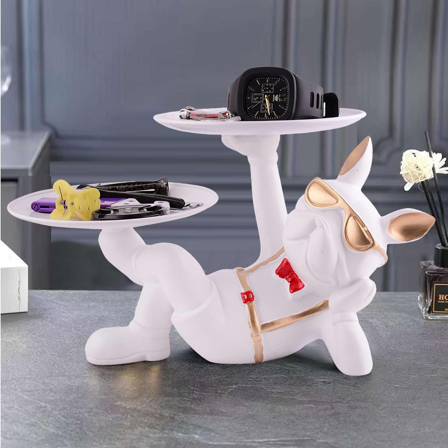 Cool Dog Sculpture Storage Tray for Home Decor