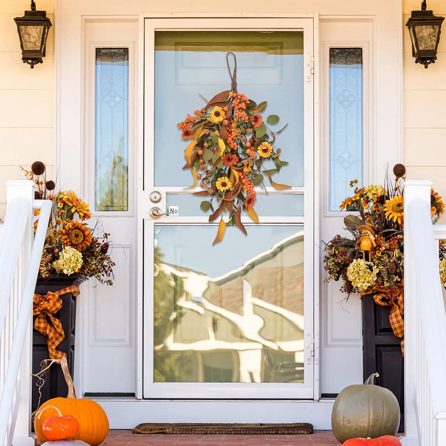 Fall Harvest Teardrop Swag Artificial Autumn Decor