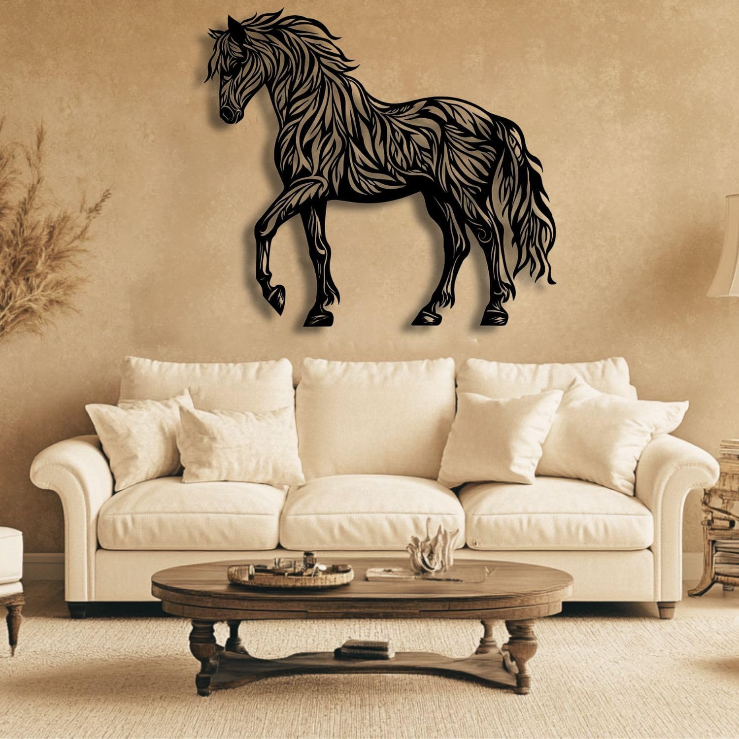 Flewfar Horse Wall Art Metal Steed Sculpture 19x19 Inch Unframed Decor