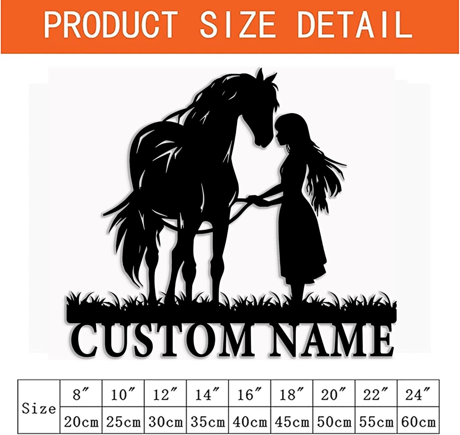 Gotstorms Customizable Horse and Silhouette Metal Wall Art 8-24 Inch LED Light Option