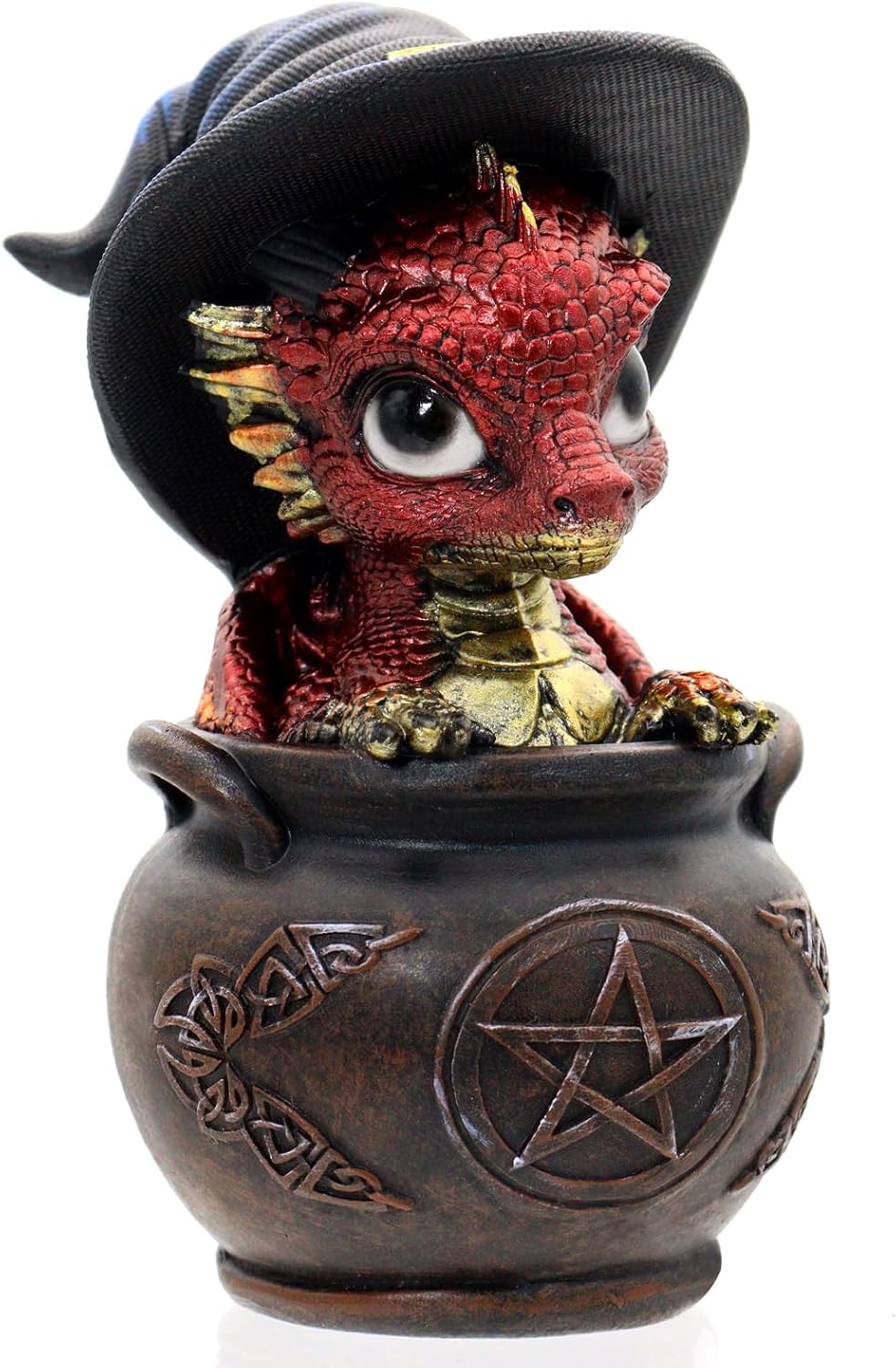 Mini Dragon Figurine with Witch Hat - Fantasy Decor Statue