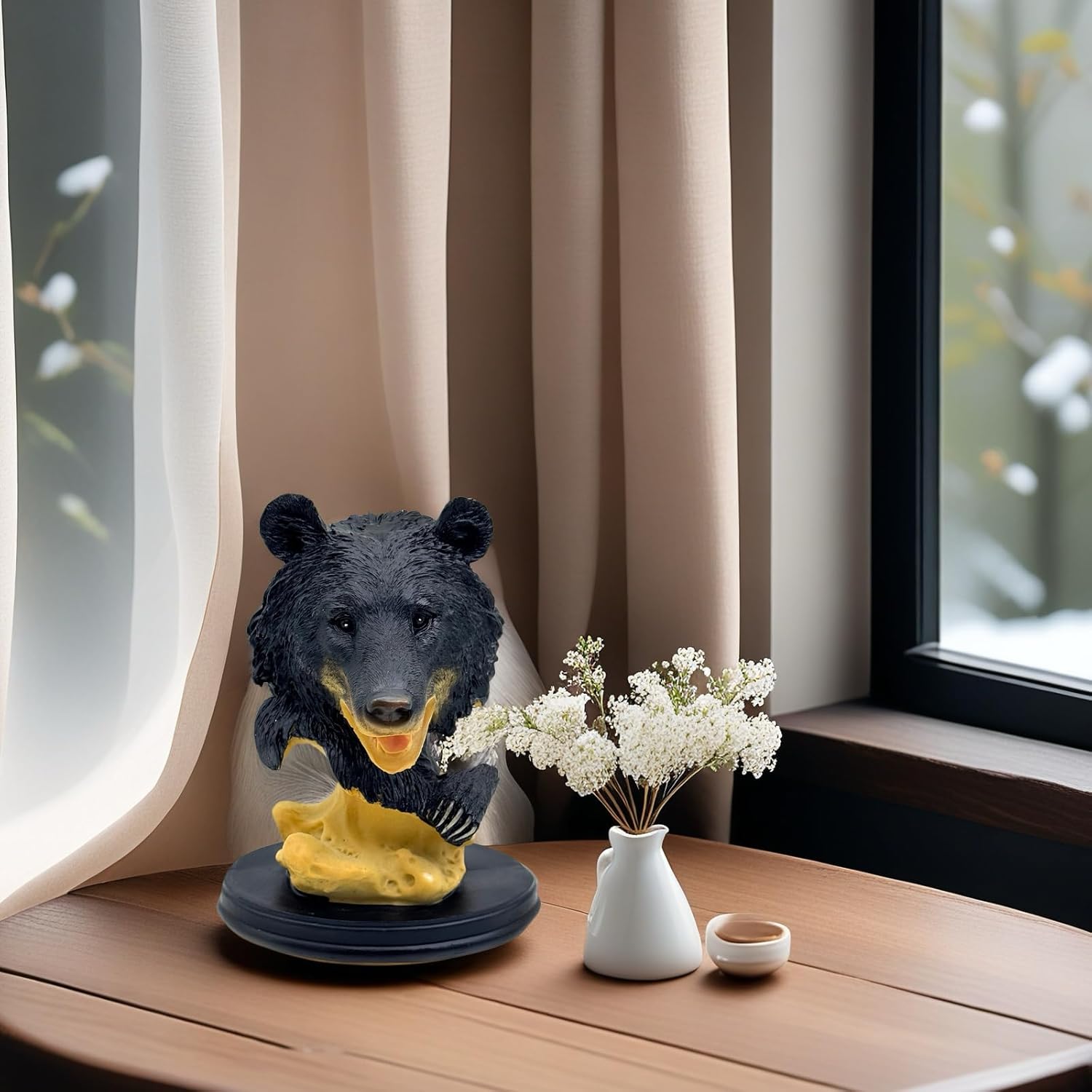 Black Bear Head Statue Figurine Home Decor