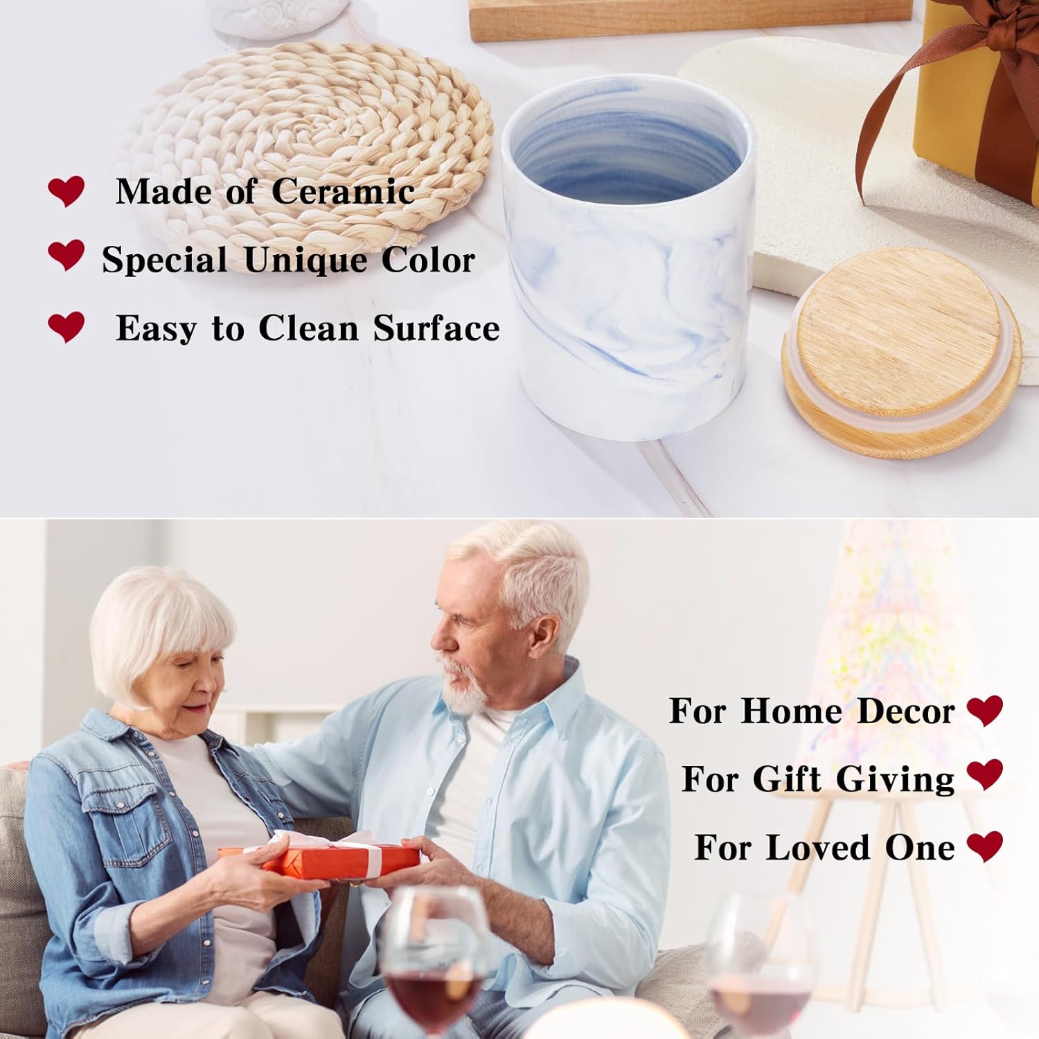 SOITIS Ceramic Urn for Human Ashes 413 Inch Memorial Keepsake
