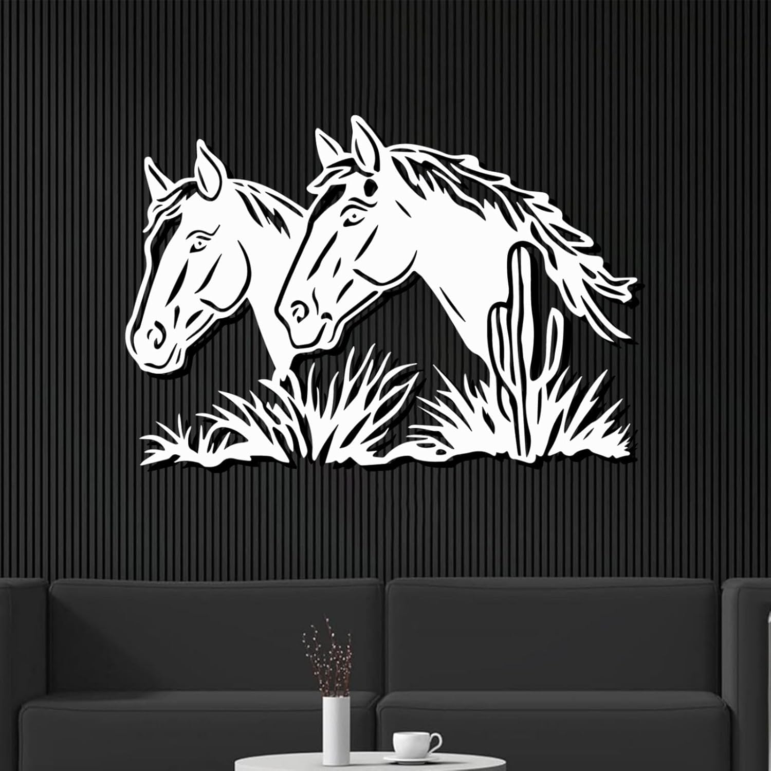 ENJOYOO Metal Horse Wall Art 24x16in White Wall Sculpture