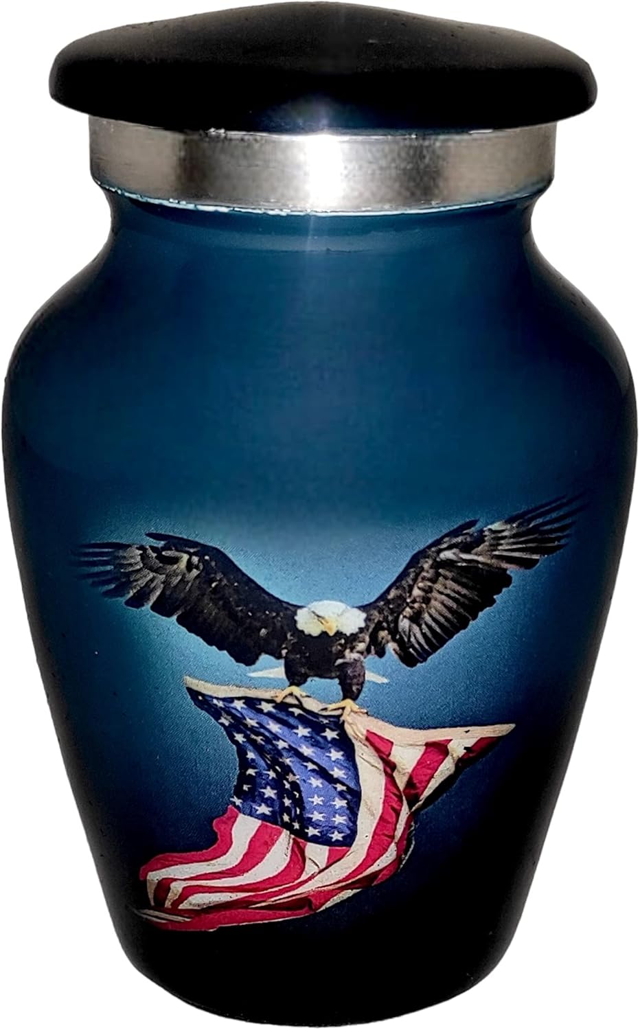 Classic Small Mini Cremation Urns Set of 4 with Box and Velvet Box US Flag Design