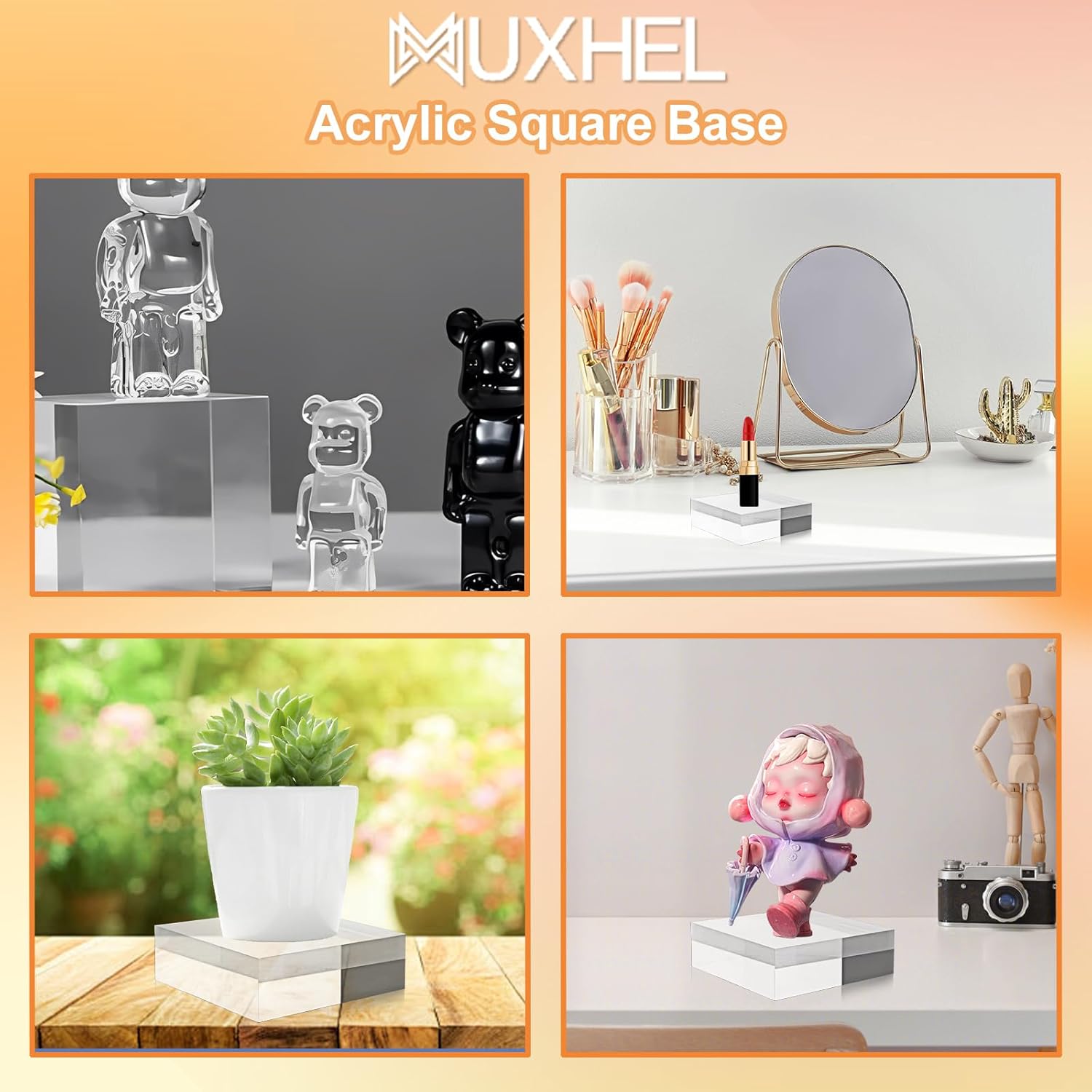 6 Pcs Clear Acrylic Display Blocks 3x3x1 Inch