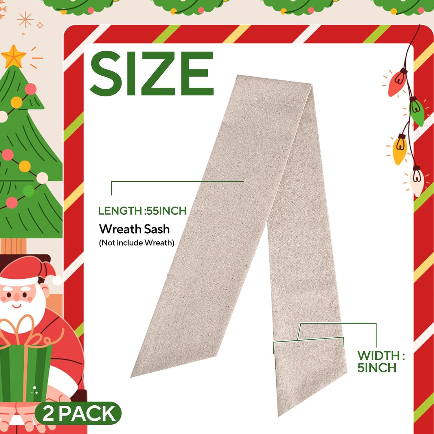 2 Pack Wreath Sash for Front Door Boxwood Wreath Sash Garland Front Door Porch Decor