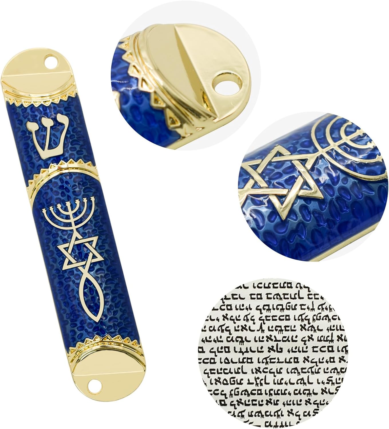 MrMrKura Blue Mezuzah with Scroll Door Decor