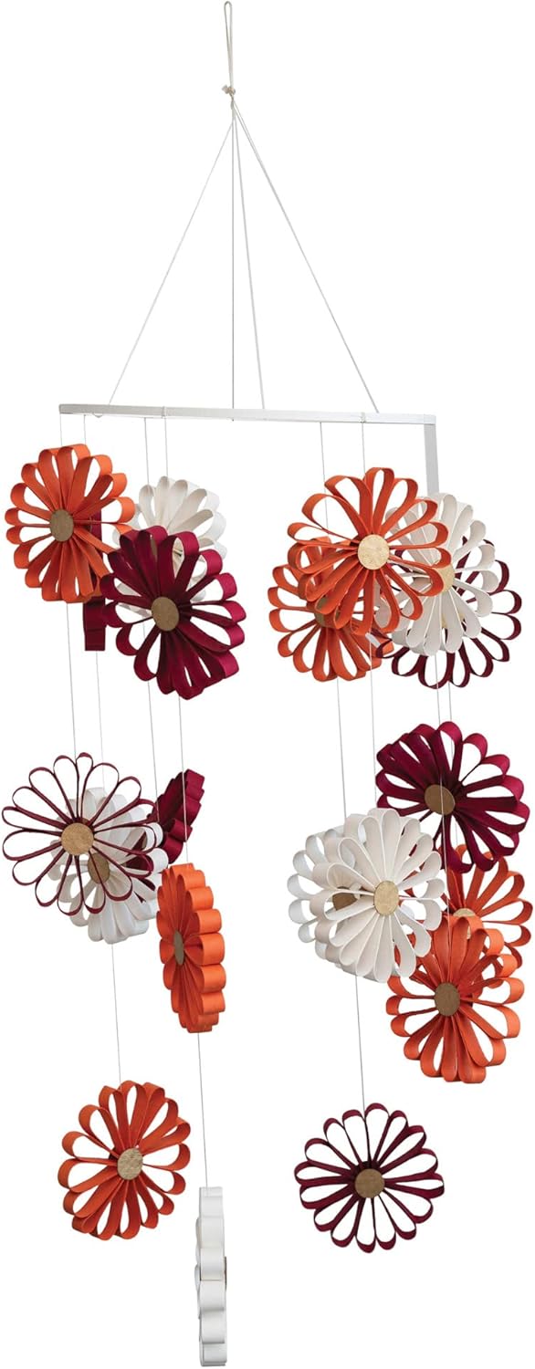 Creative Co-Op 9 Inch Round x 33 Inch H Handmade Recycled Paper Flower Mobile