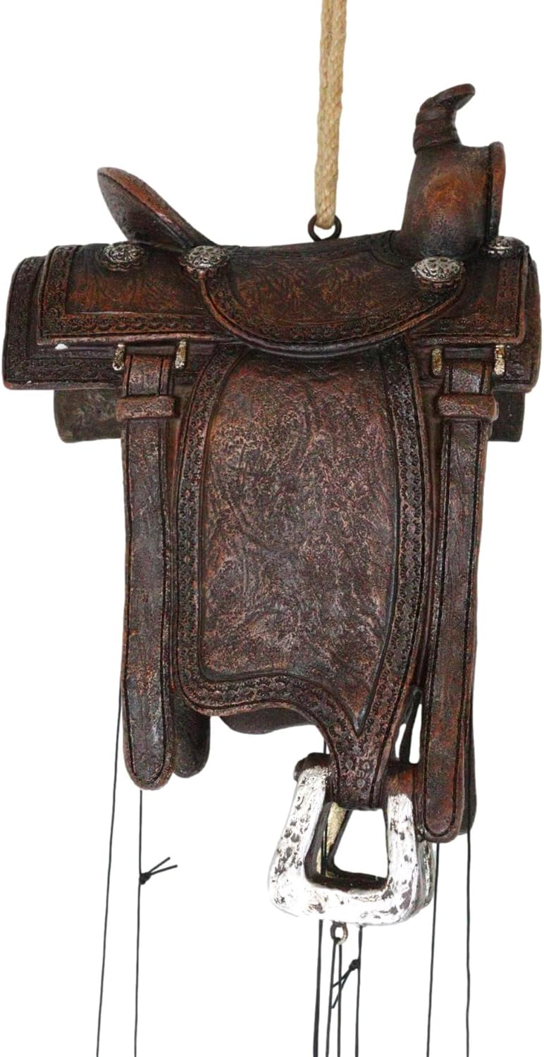 Ebros Gift Farm Country Rustic Horse Saddle Wind Chime