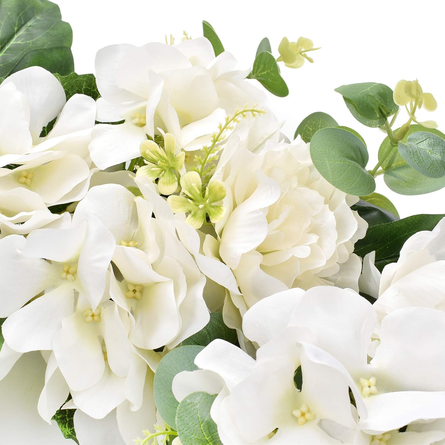 I-GURU Spring Wreath for Front Door Greenery Summer Door Wreaths with White Peony Flowers and Eucalyptus Decor