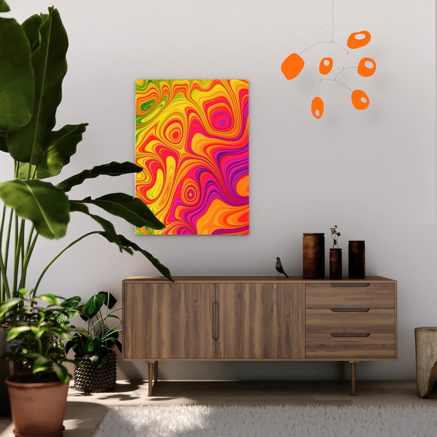 Orange Retro Modern Art Mobile 24x22 Made in USA