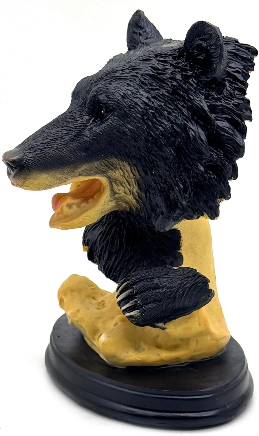Black Bear Head Statue Figurine Home Decor