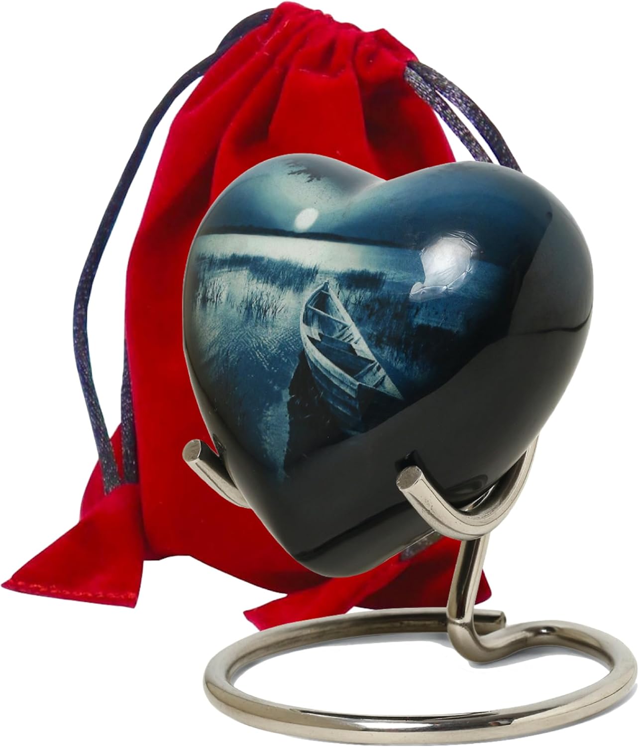 Small Heart Urns for Ashes - Complete Memorial Set