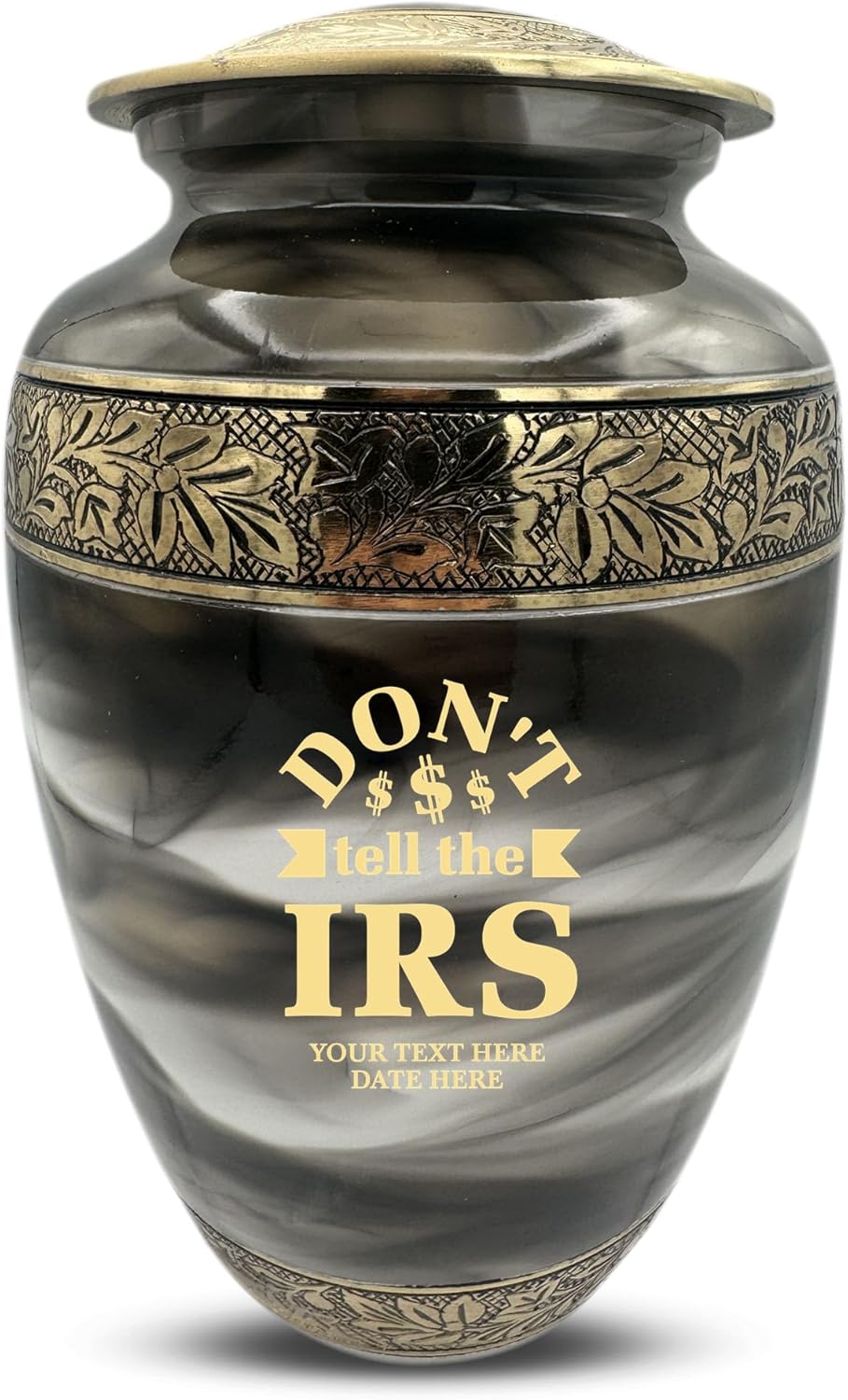 Custom Cremation Urn with Engraved Name and Dates Humorous Office Design 200 Cu In Capacity